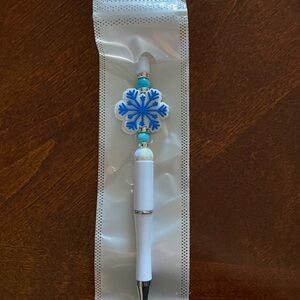 Snowflake Beaded White Pen